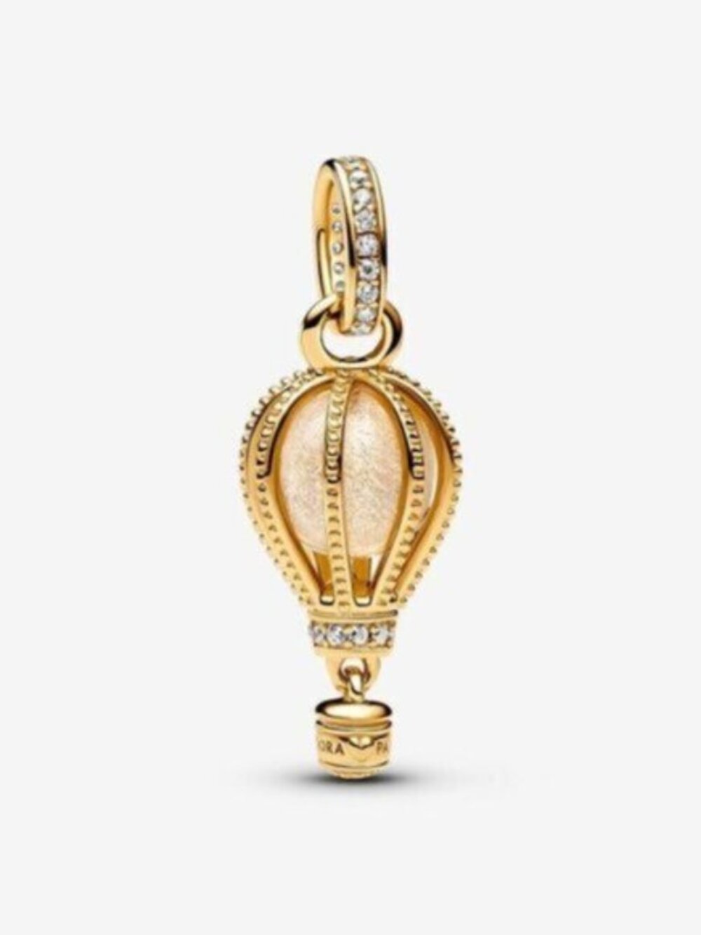 Pandora Gold Hot Air Balloon Dangle Charm with Clear Stones